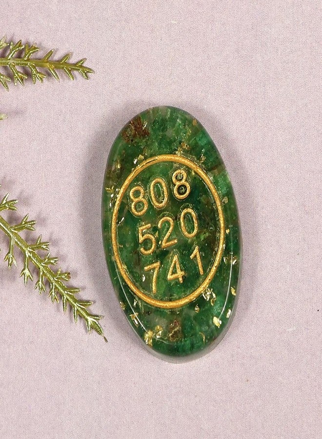Crystu Orgone Green Aventurine Zibu Coin, Jade Zibu Symbols Crystal Stone Orgonite Coin Switch Word, Switch Number 808, 520, 741 as per Numerology Pack of 1 pc - Image 1